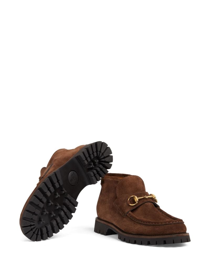 Brown Horsebit Suede Ankle Boots