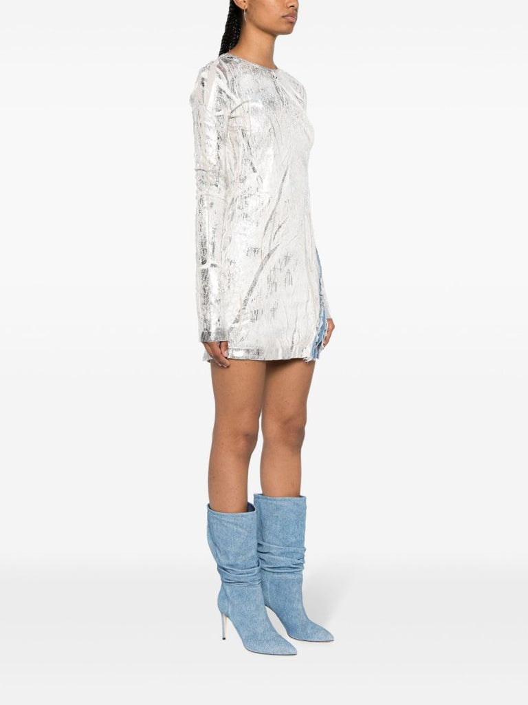 Silver-tone D-hopply Marble-washed Mini Dress