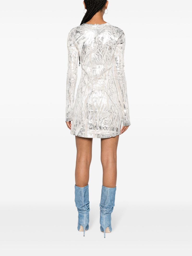 Silver-tone D-hopply Marble-washed Mini Dress