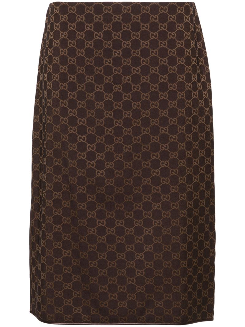 Brown Interlocking G-print Pencil Skirt