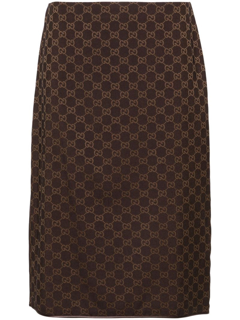 Brown Interlocking G-print Pencil Skirt