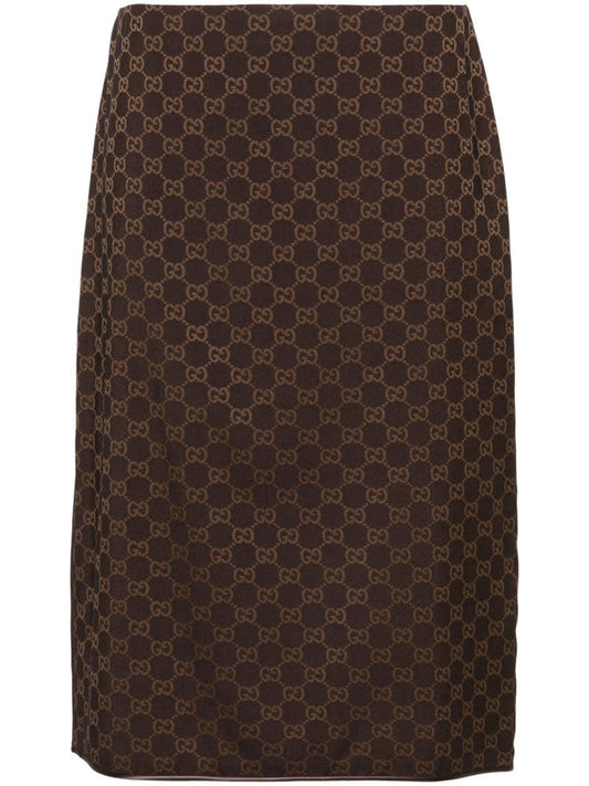 Brown Interlocking G-print Pencil Skirt