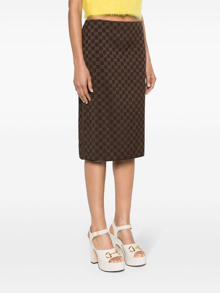 Brown Interlocking G-print Pencil Skirt