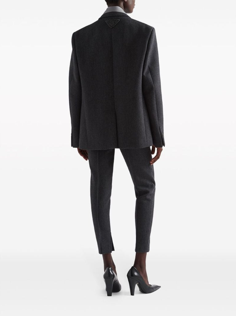 Grey Tapered Wool Trousers
