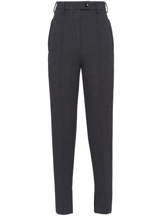 Grey Tapered Wool Trousers
