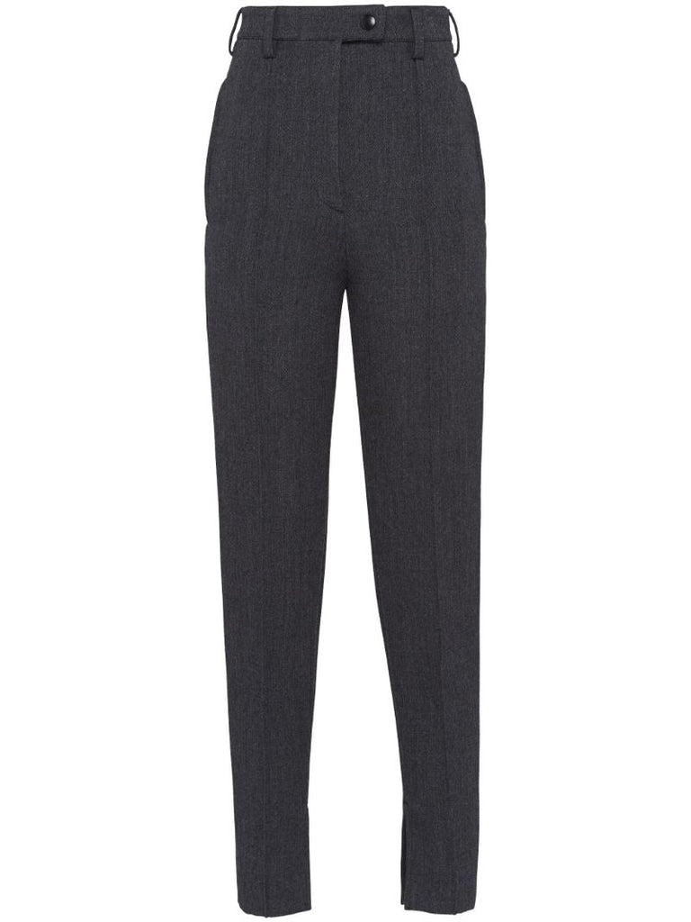 Grey Tapered Wool Trousers