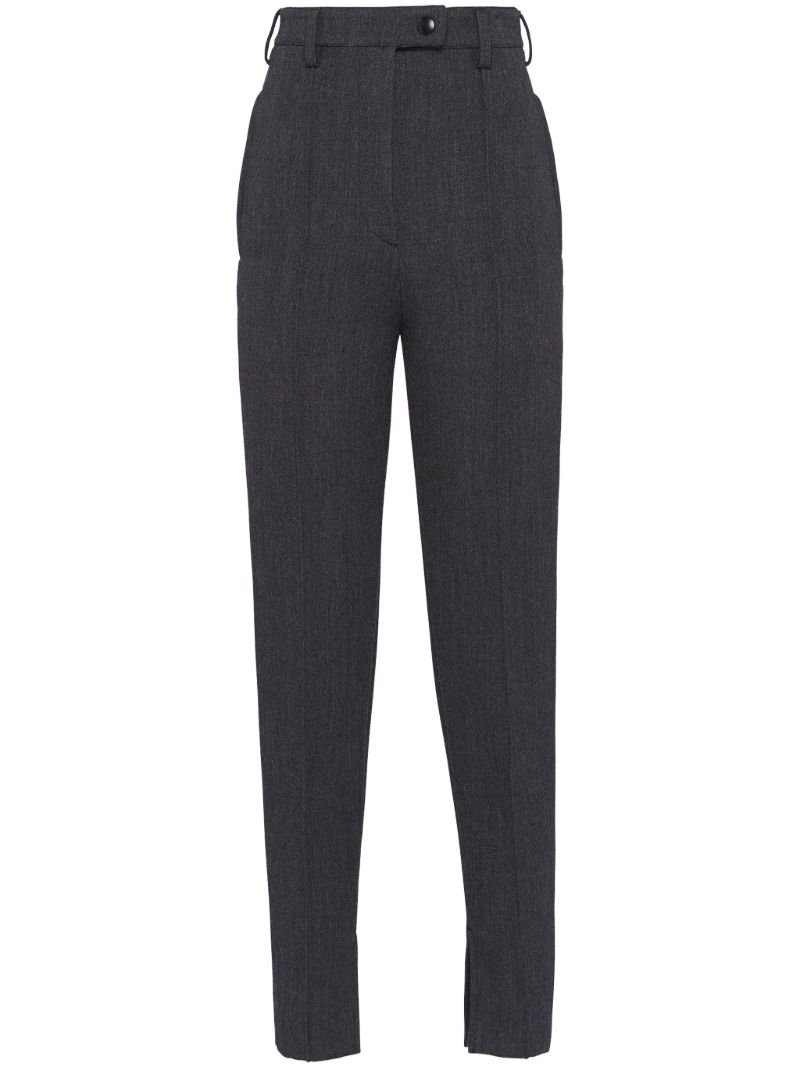 Grey Tapered Wool Trousers