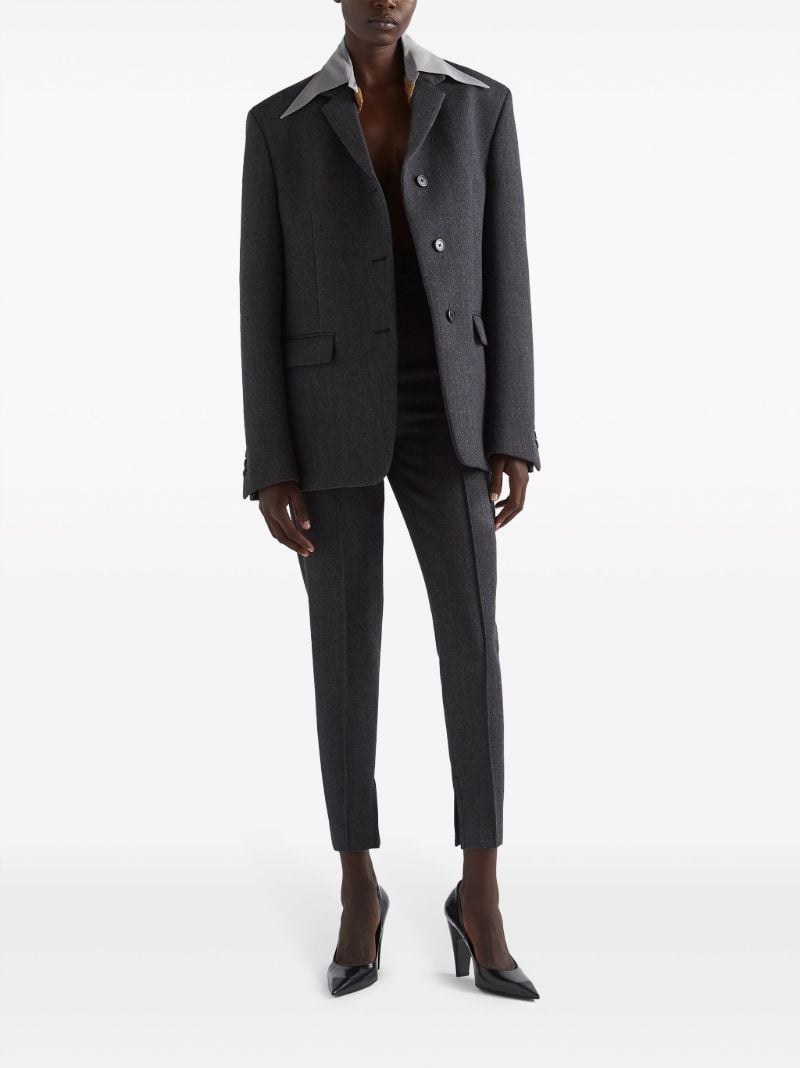 Grey Tapered Wool Trousers