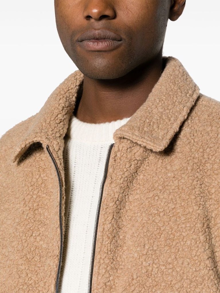 Neutral Shearling Zip-up Jacket