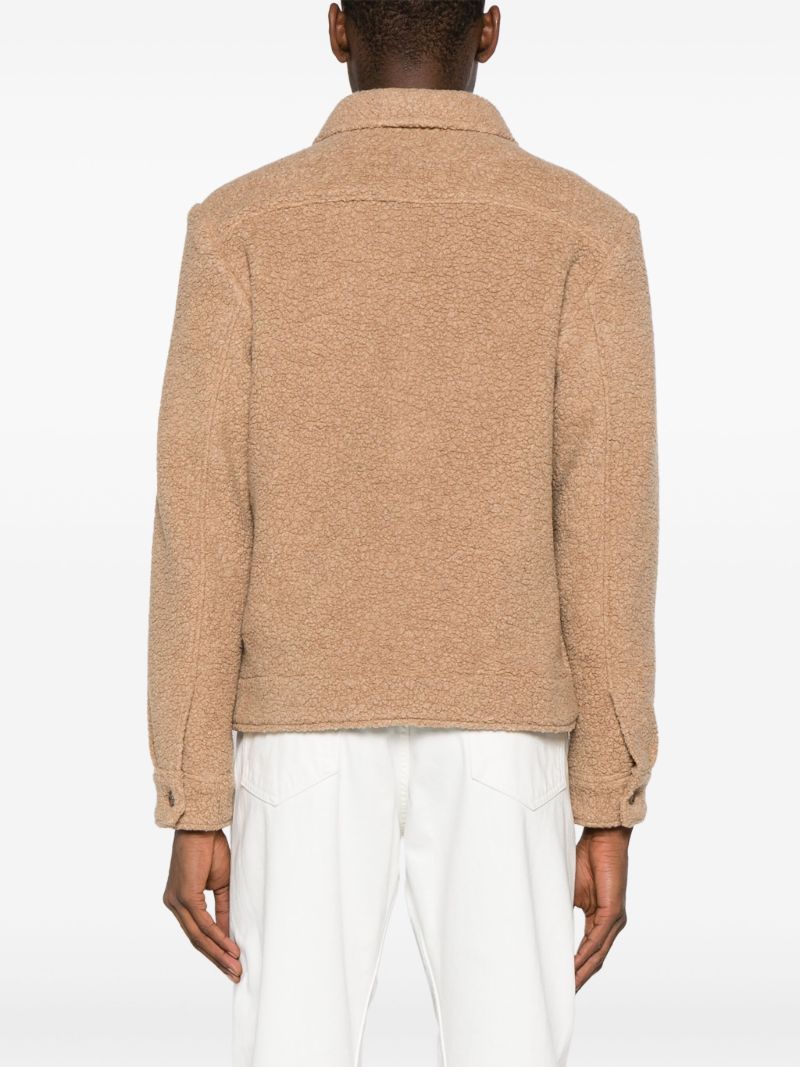 Neutral Shearling Zip-up Jacket