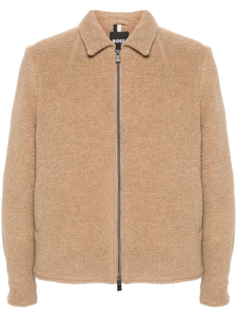 Neutral Shearling Zip-up Jacket