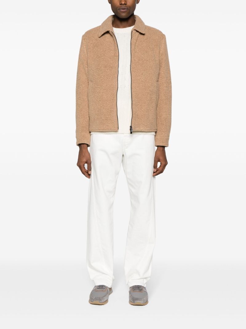 Neutral Shearling Zip-up Jacket