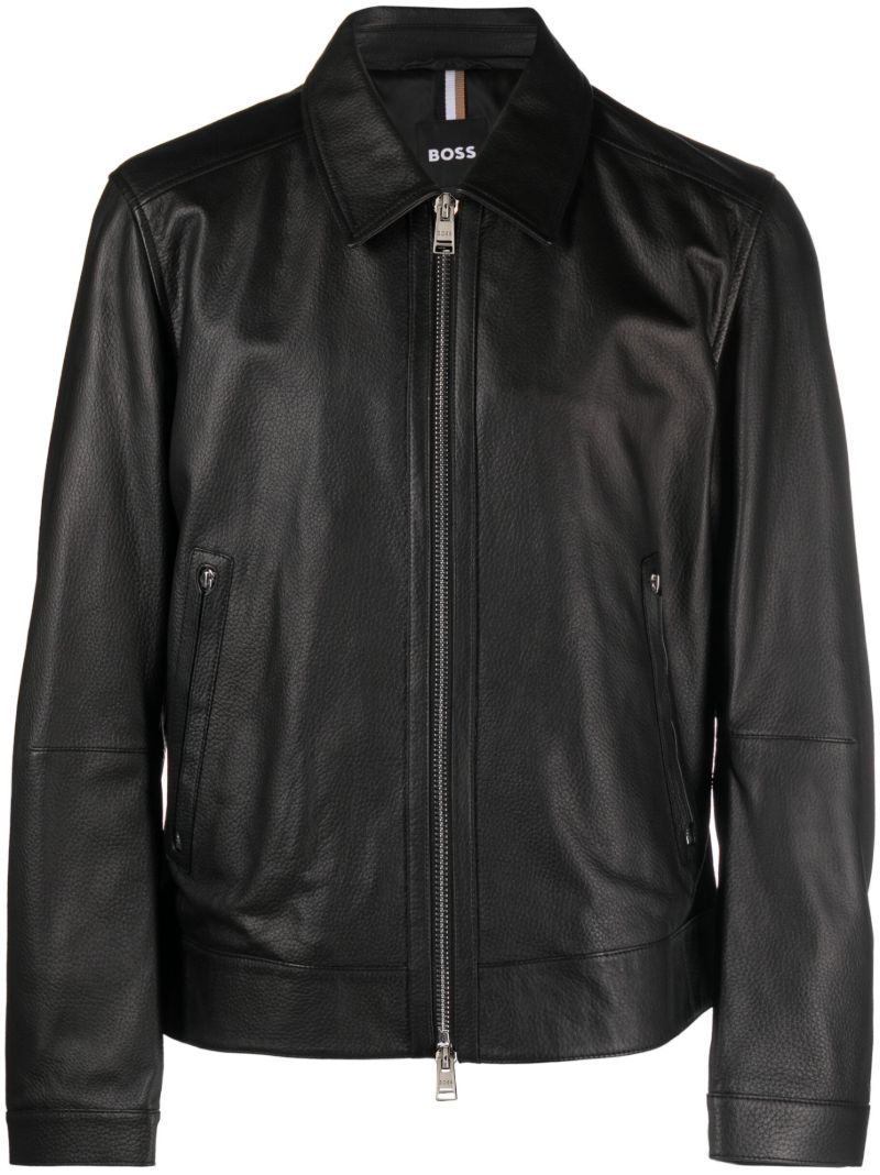 Black Grained Leather Jacket