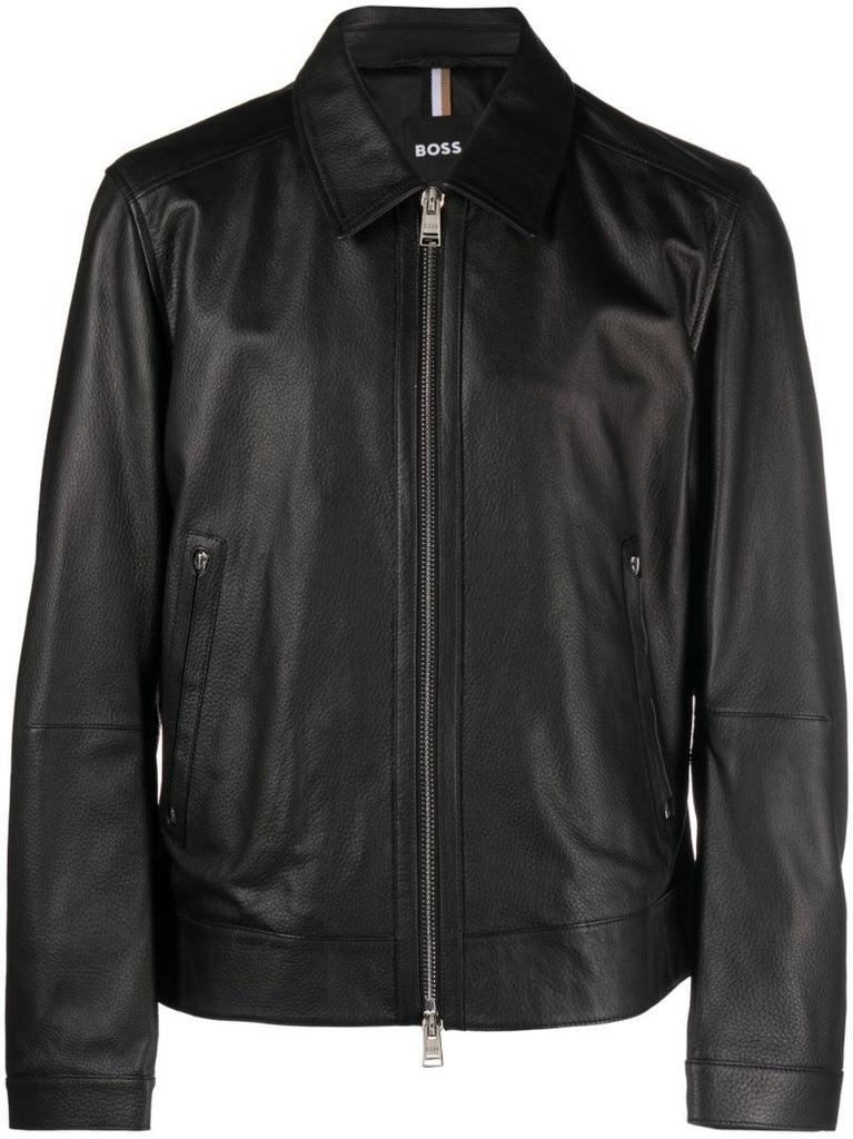 Black Grained Leather Jacket
