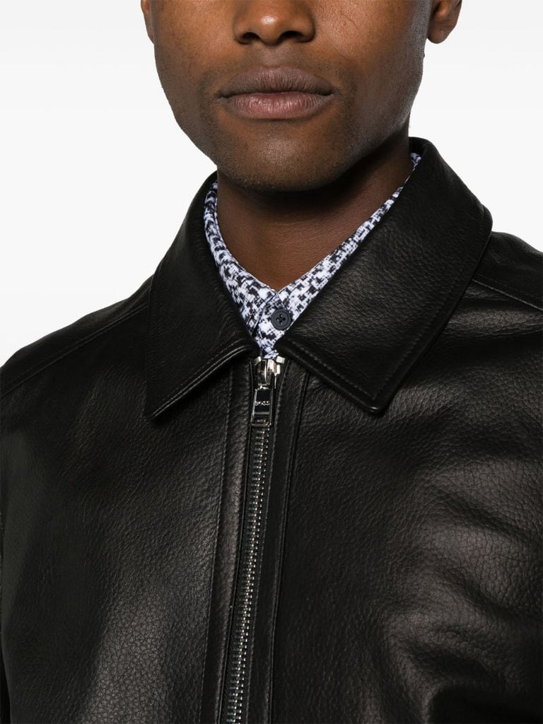 Black Grained Leather Jacket