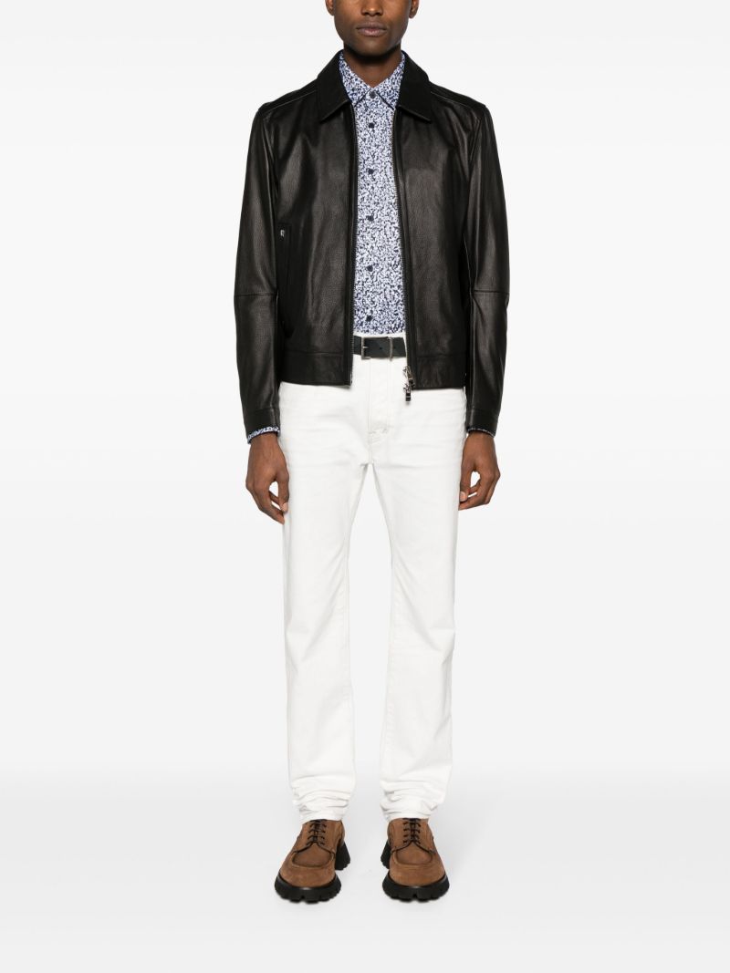 Black Grained Leather Jacket