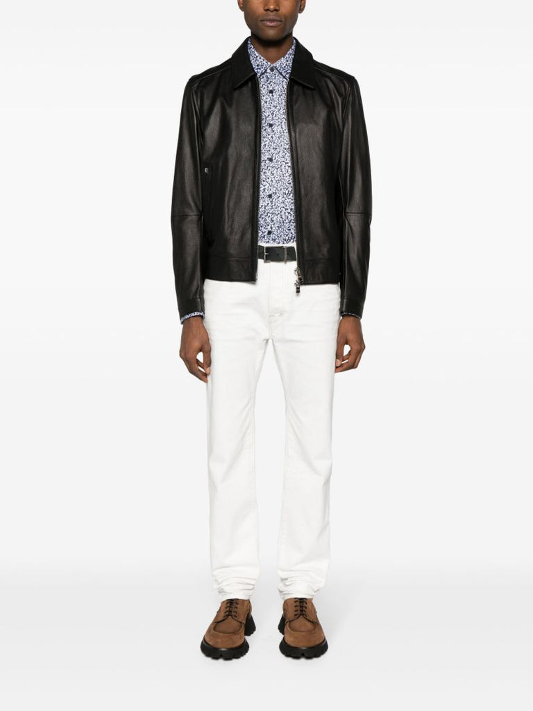 Black Grained Leather Jacket