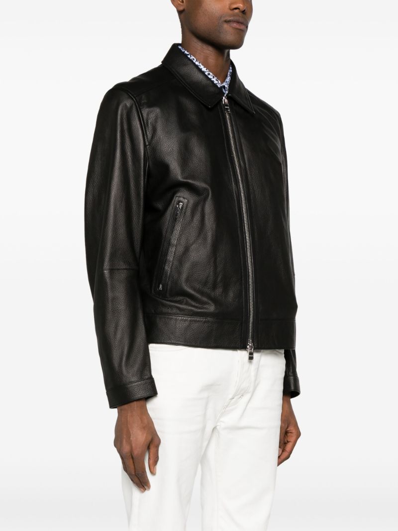 Black Grained Leather Jacket