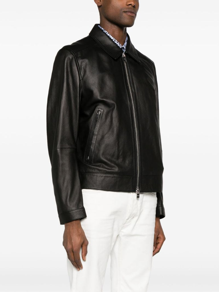 Black Grained Leather Jacket