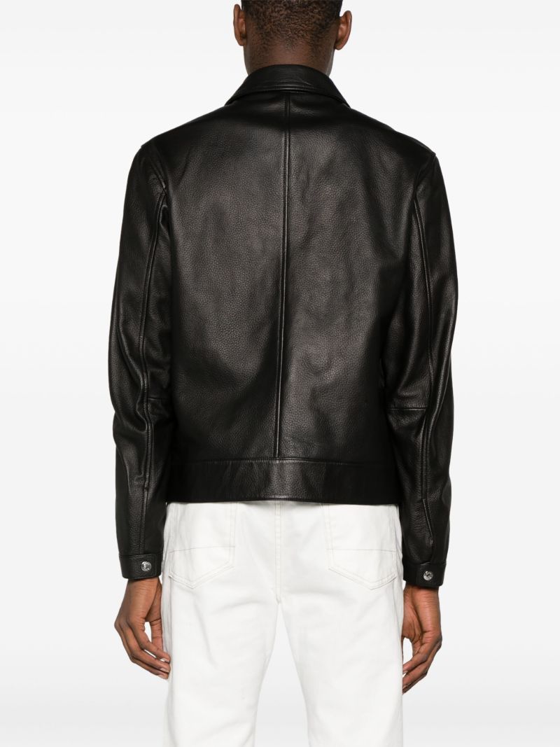 Black Grained Leather Jacket