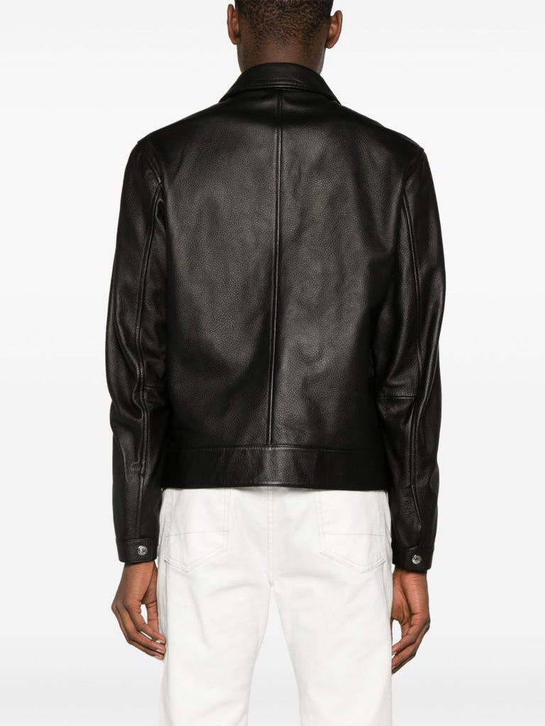 Black Grained Leather Jacket