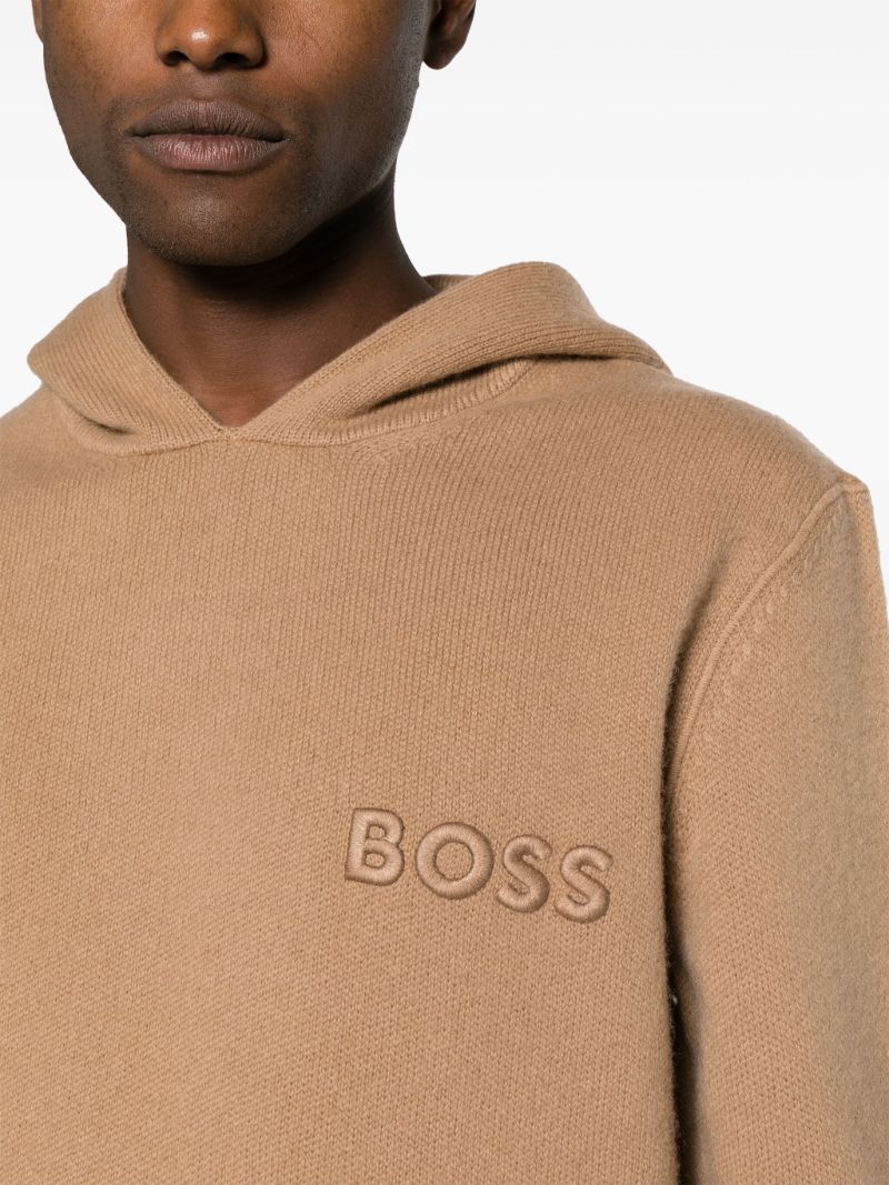 Neutral Logo-embroidered Wool Hoodie