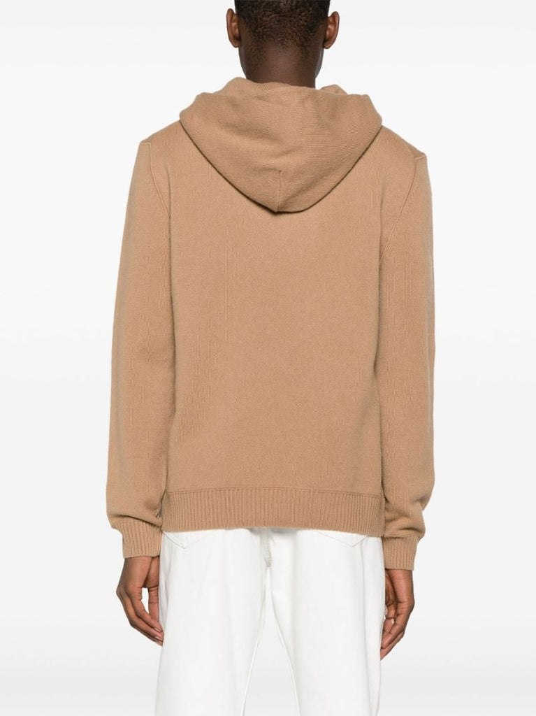 Neutral Logo-embroidered Wool Hoodie