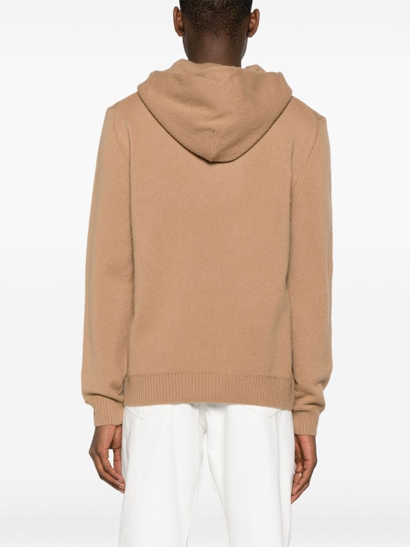Neutral Logo-embroidered Wool Hoodie