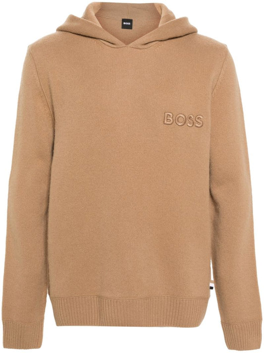 Neutral Logo-embroidered Wool Hoodie