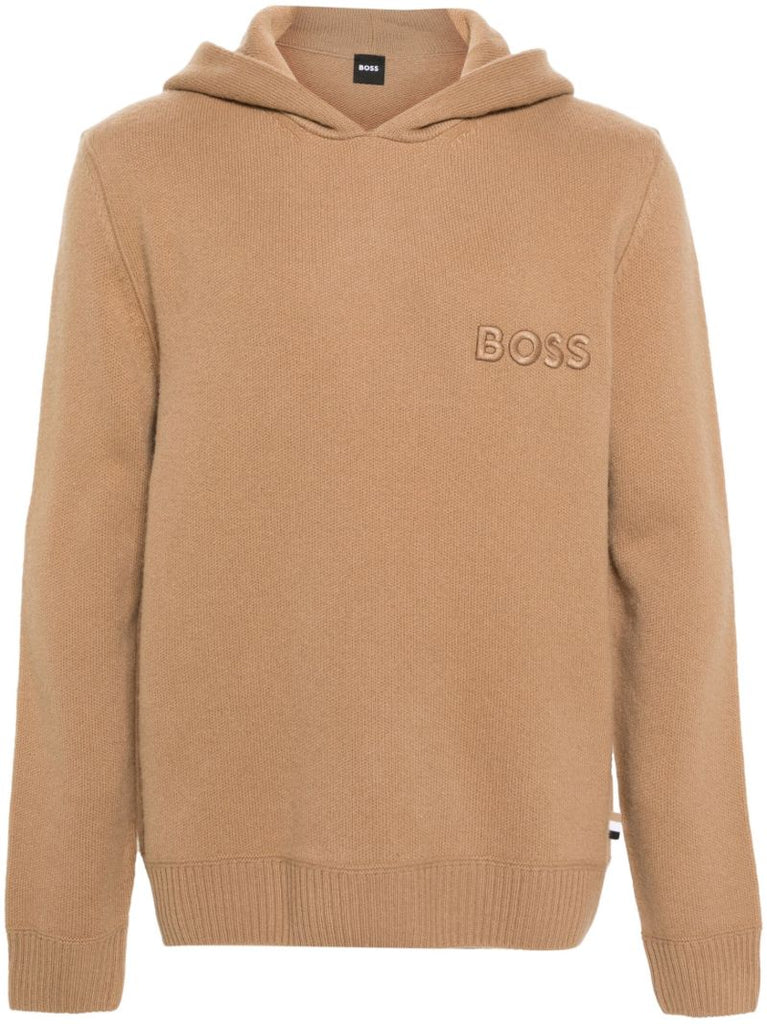 Neutral Logo-embroidered Wool Hoodie