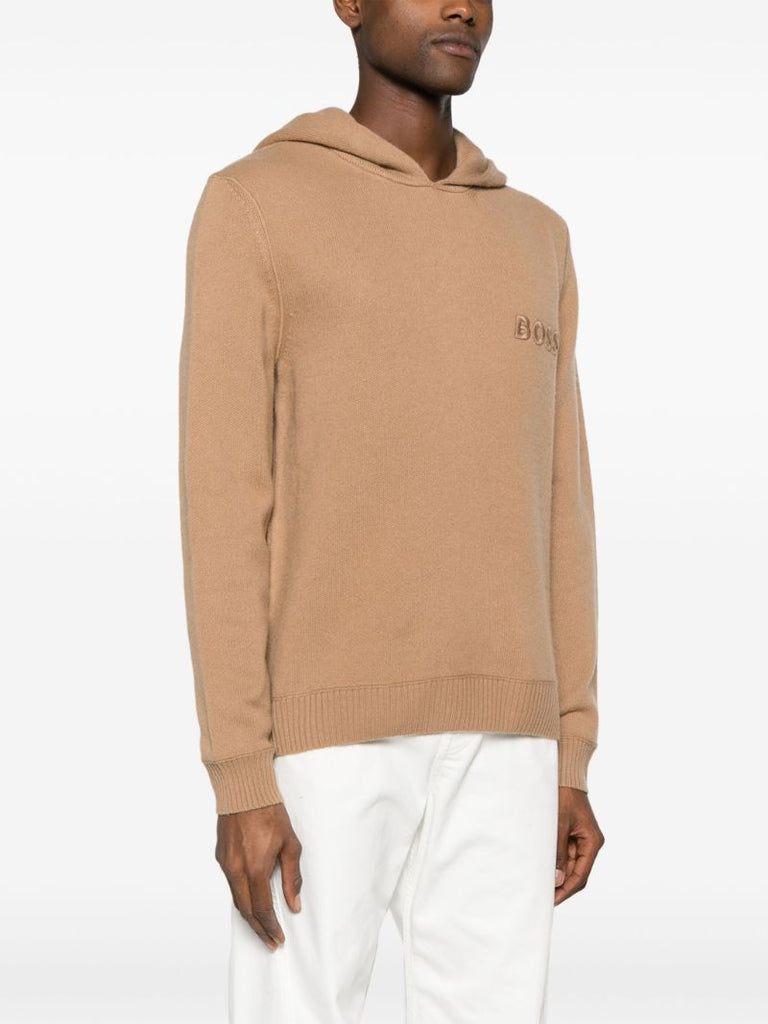 Neutral Logo-embroidered Wool Hoodie