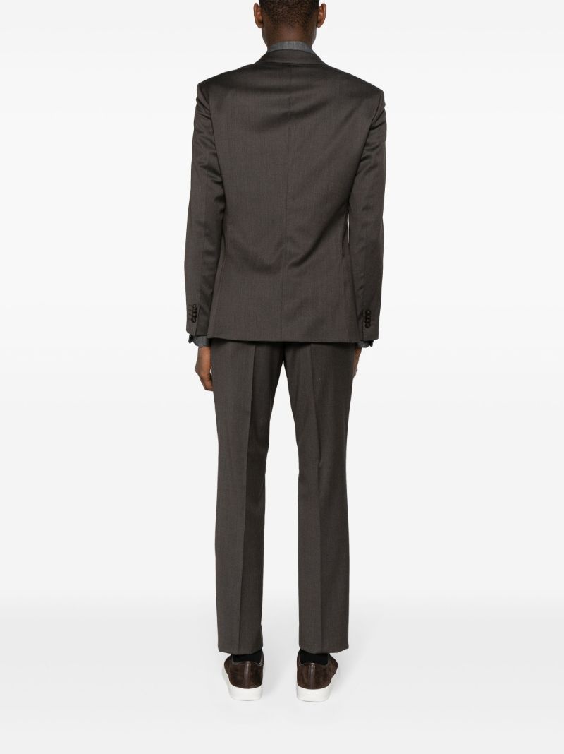 Brown Single-breasted Wool Suit