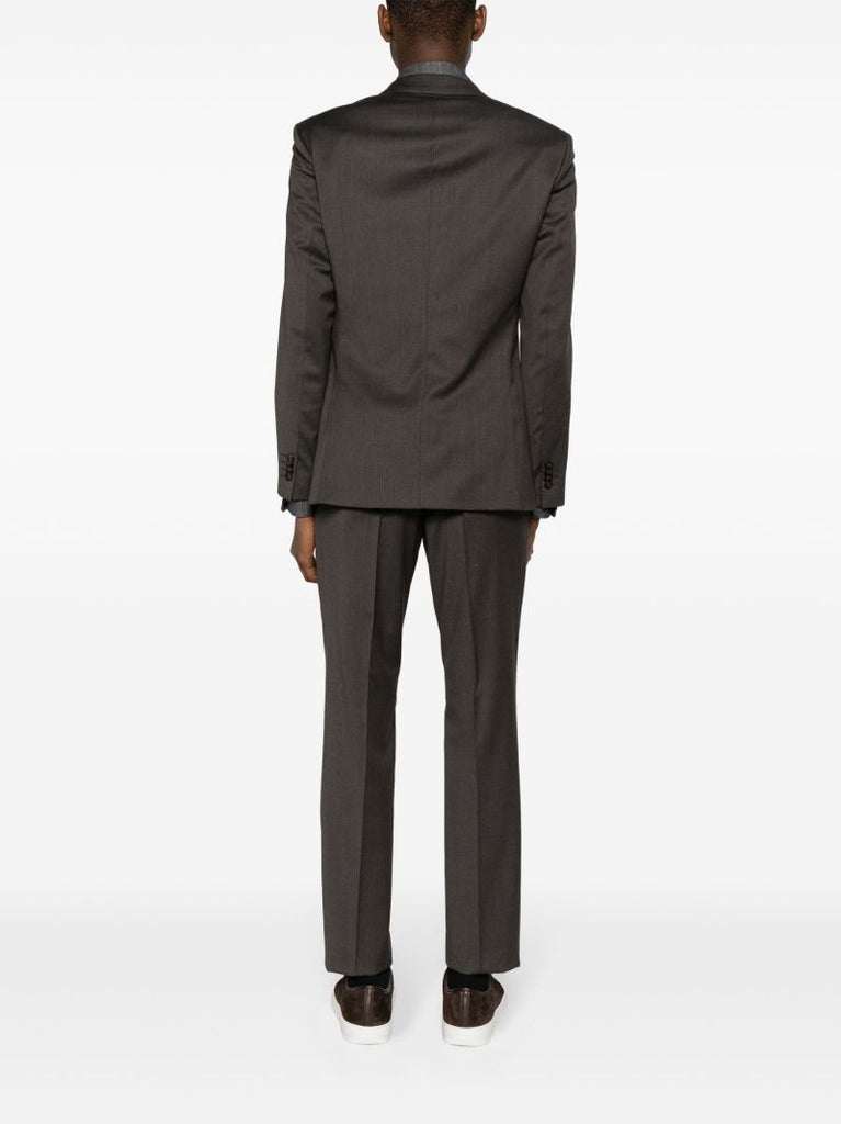 Brown Single-breasted Wool Suit