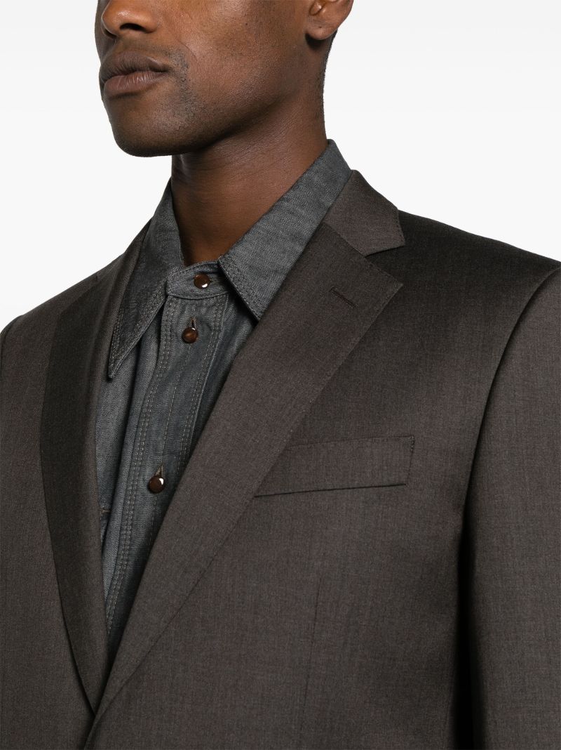 Brown Single-breasted Wool Suit