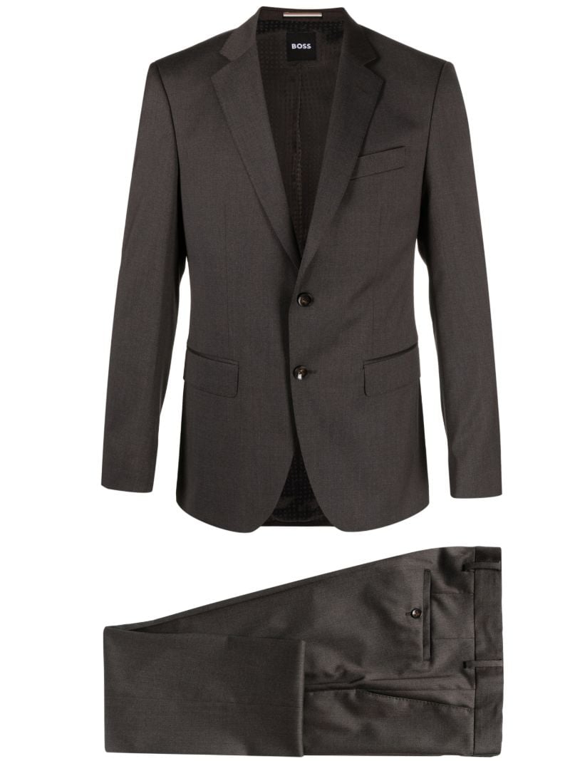 Brown Single-breasted Wool Suit