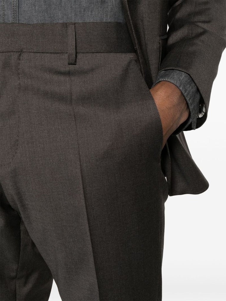 Brown Single-breasted Wool Suit