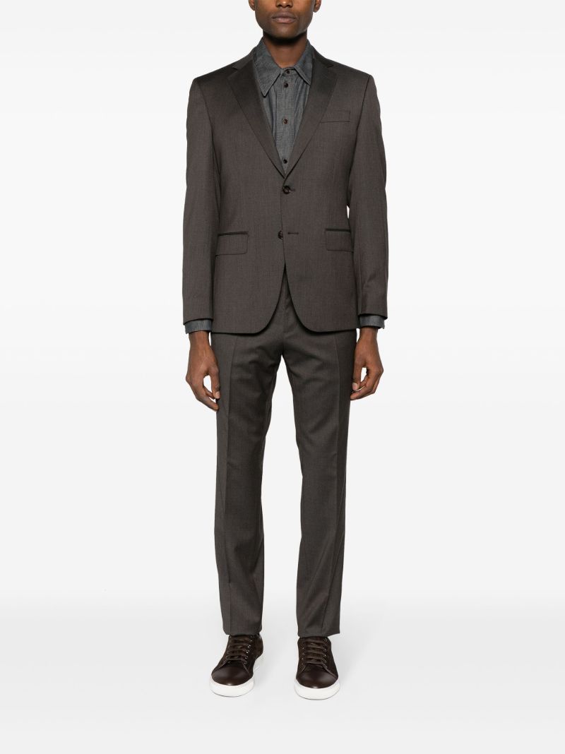 Brown Single-breasted Wool Suit