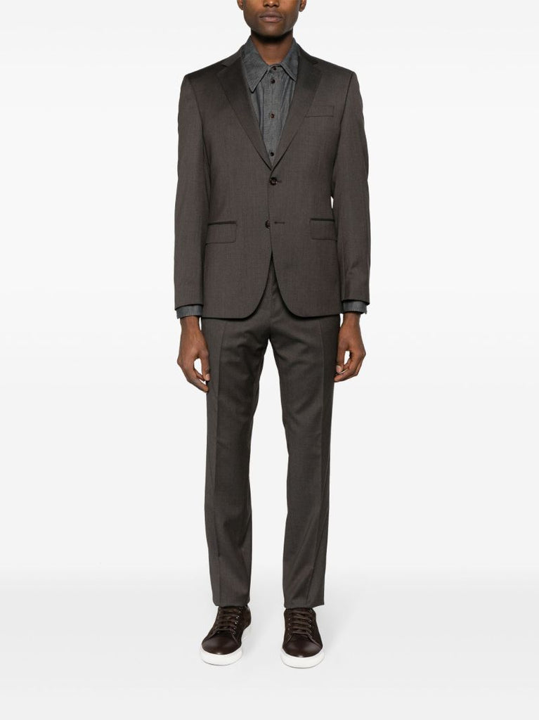 Brown Single-breasted Wool Suit