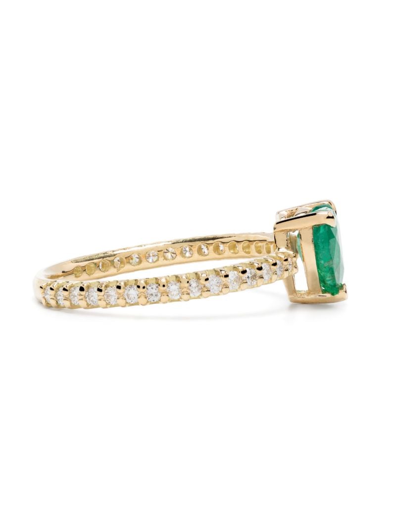 18k Yellow Gold Heart Emerald and Diamond Ring