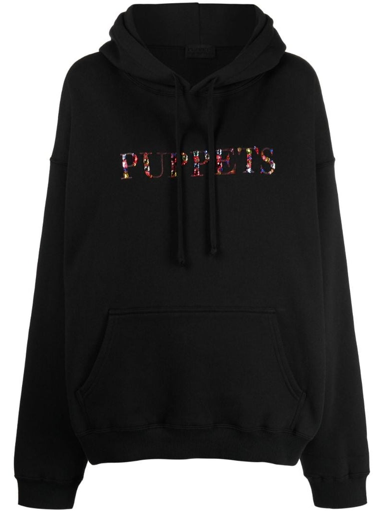 Black Logo-embellished Hoodie
