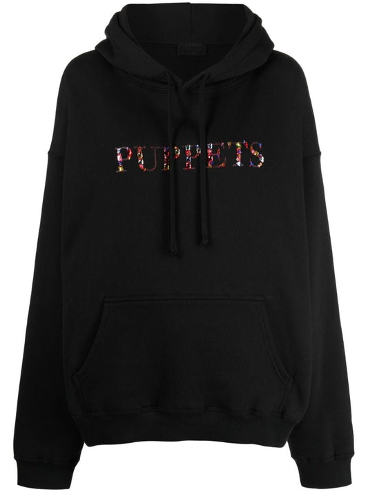 Black Logo-embellished Hoodie