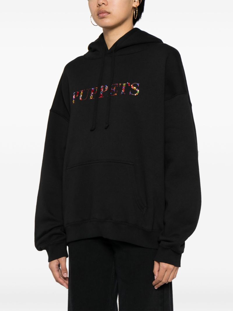 Black Logo-embellished Hoodie