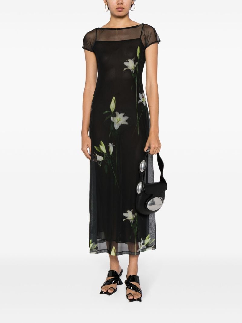 Black Diego Lilies-print Dress