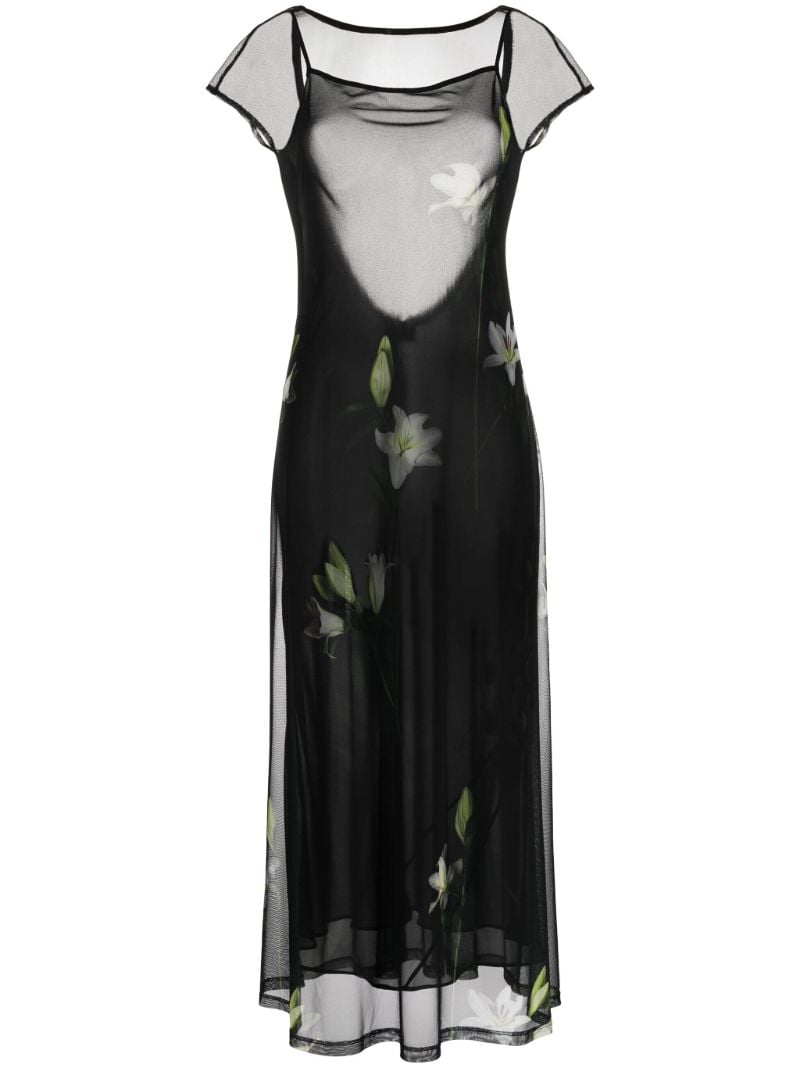 Black Diego Lilies-print Dress