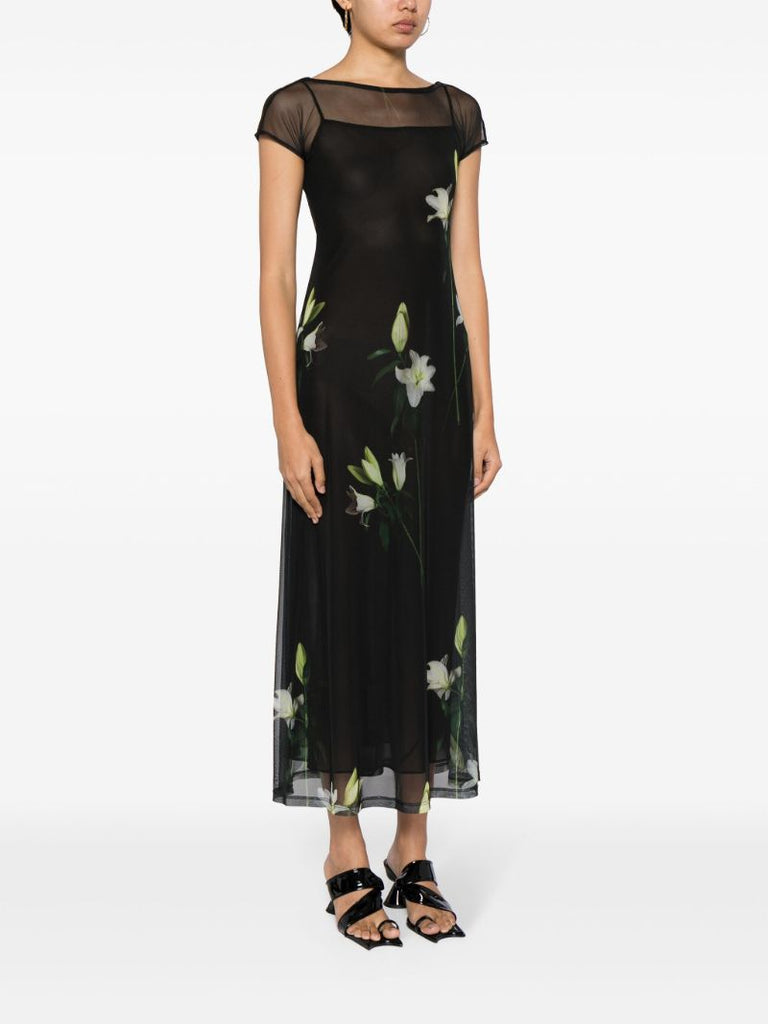 Black Diego Lilies-print Dress