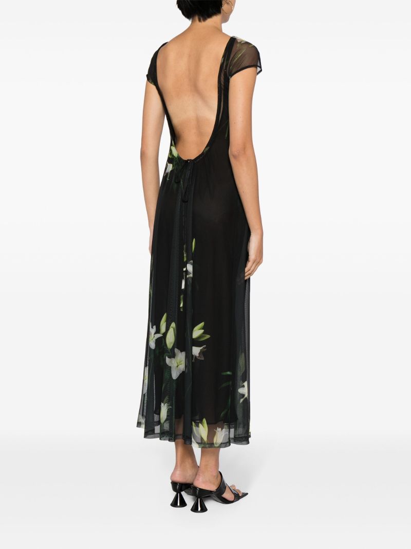 Black Diego Lilies-print Dress
