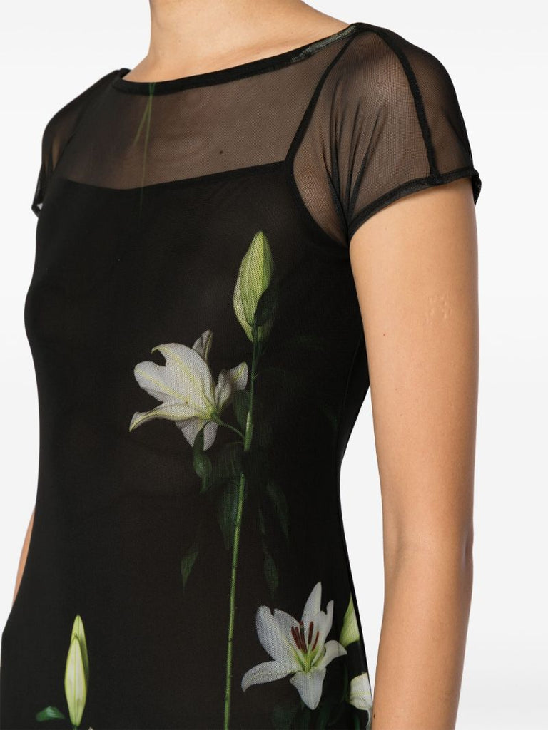 Black Diego Lilies-print Dress