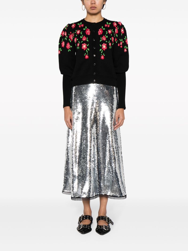 Silver-tone Lyra Sequinned Midi Skirt