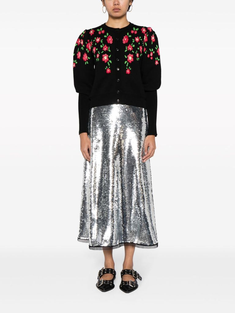 Silver-tone Lyra Sequinned Midi Skirt