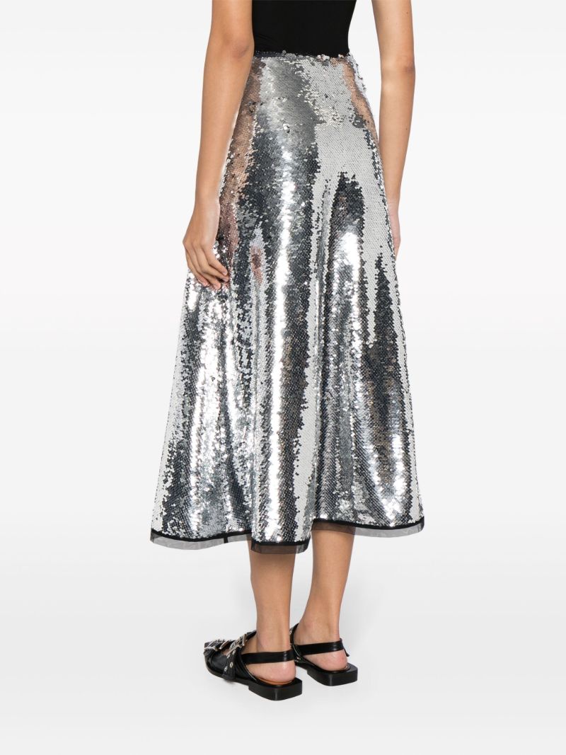 Silver-tone Lyra Sequinned Midi Skirt